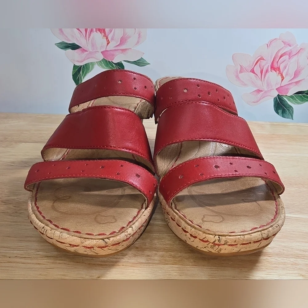 Born Hand Crafted Strappy Leather Wedge Sandal Size 10